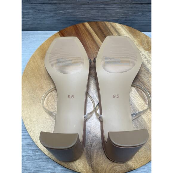 Dolce Vita Sandal Peyton Crystal Clear Straps Block Heels Square Toe Women 9.5 - Picture 6 of 6